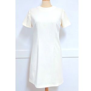 60s 70s vintage dress sz S/M EUC VTG poly ALine wiggle Union ribknit Cottagecore